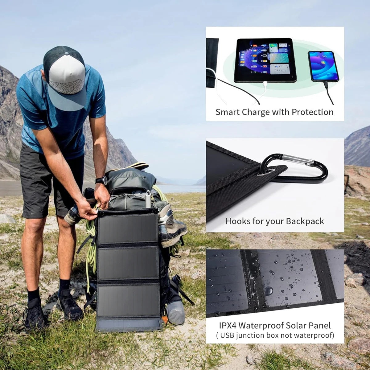28W Waterproof Portable Solar Panel | High Power Foldable Solar Charger for RV & Camping